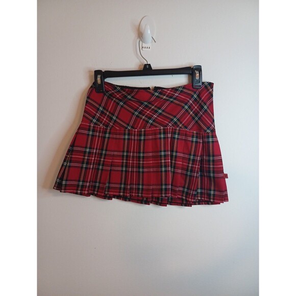 Royal Bones Daang Goodman Red Plaid Pleated Mini Skirt XS Grunge Festival Y2k - Picture 1 of 9